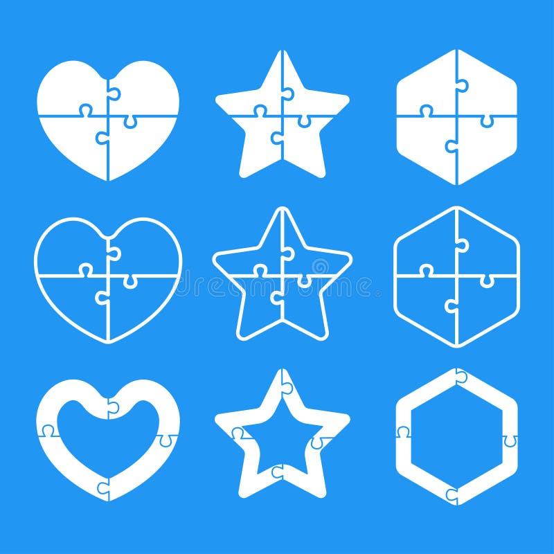 Corazón De La Forma Del Rompecabezas, Estrella, Hexágono Objetos Del Rompecabezas Ilustración del Vector - Ilustración de rompecabezas, hexágono: 117606357