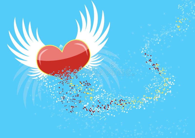 Corazón Del Vuelo Con Las Alas, Rotas En Partículas Stock de ...