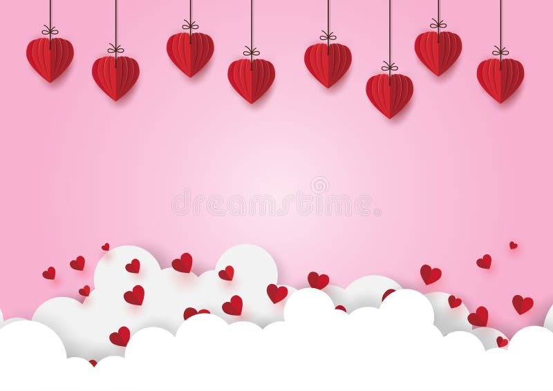 01 Corazones de papel que cuelgan en el cielo rosado libre illustration 01 Corazones de papel que cuelgan en el cielo rosado libre illustration