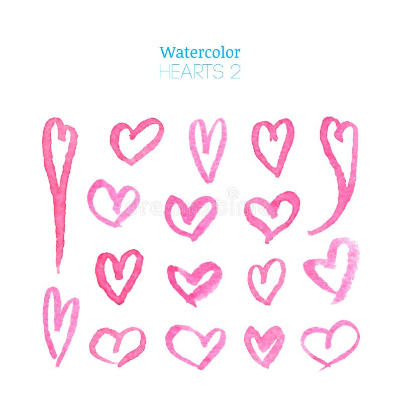 Corazones rosados de la acuarela ilustración del vector Corazones rosados de la acuarela ilustración del vector