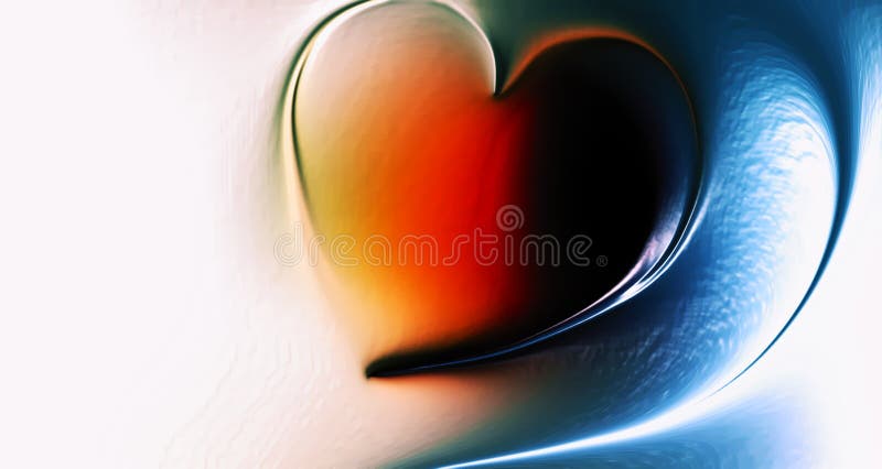 Corazón abstracto del vector con el fondo ondulado sombreado multicolor con el efecto luminoso y la textura, ejemplo del vector