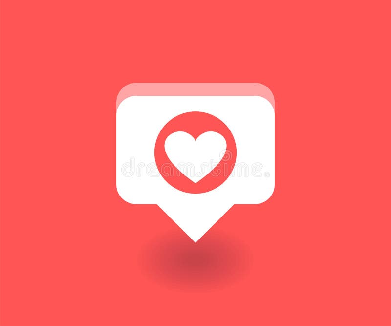 Corazón, como el icono, símbolo del vector en estilo plano aislado en fondo rojo Medios ejemplo social stock de ilustración Corazón, como el icono, símbolo del vector en estilo plano aislado en fondo rojo Medios ejemplo social stock de ilustración