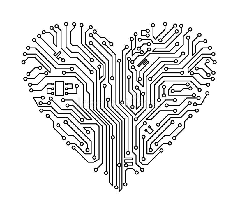 Computer heart with motherboard elements for technology concept design. Computer heart with motherboard elements for technology concept design