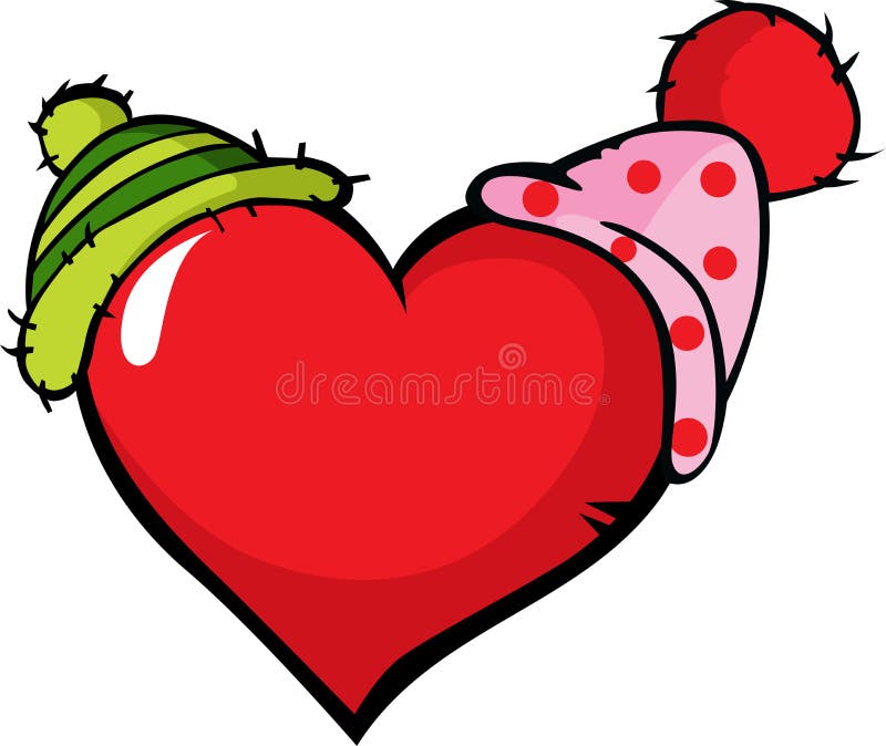Corazón divertido con el casquillo dos - vector el ejemplo stock de ilustración Corazón divertido con el casquillo dos - vector el ejemplo stock de ilustración