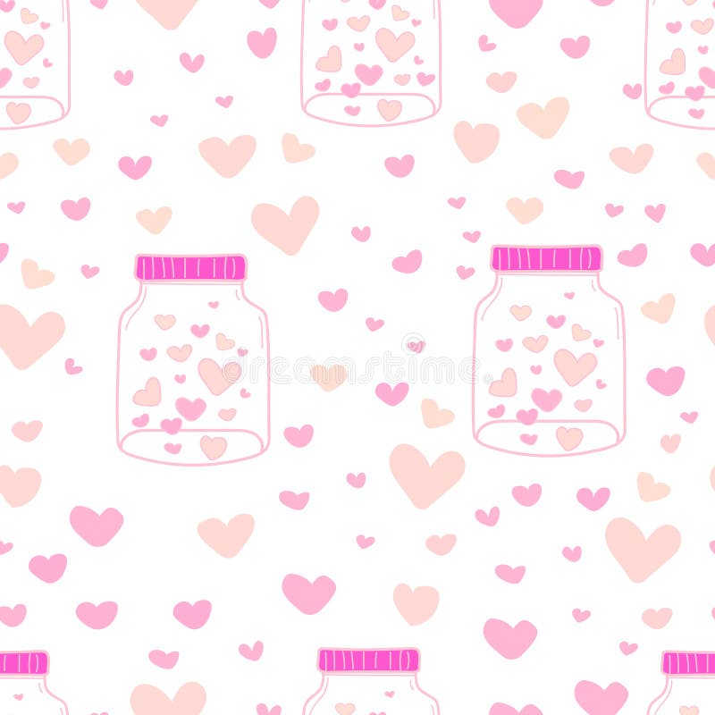 Corazón en fondo del modelo de los tarros de albañil, modelo con el interior de cristal del tarro y del corazón, modelo del estil ilustración del vector Corazón en fondo del modelo de los tarros de albañil, modelo con el interior de cristal del tarro y del corazón, modelo del estil ilustración del vector
