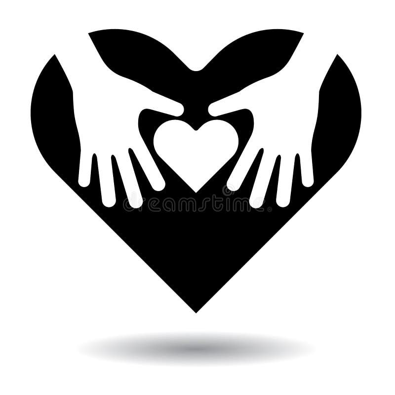 Corazón en icono de las manos stock de ilustración Corazón en icono de las manos stock de ilustración