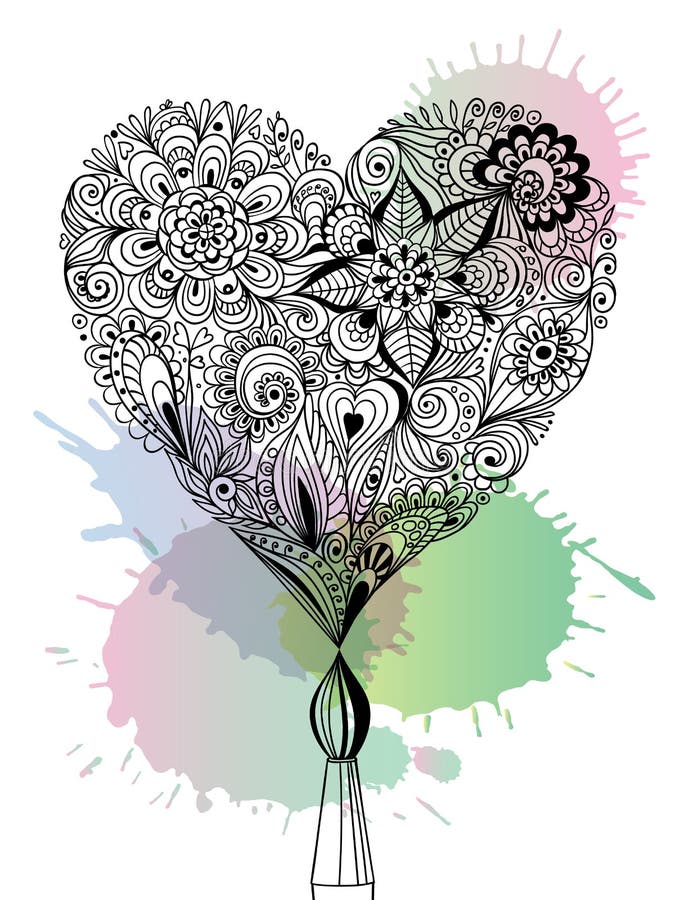 Corazón floral del garabato ilustración del vector Corazón floral del garabato ilustración del vector