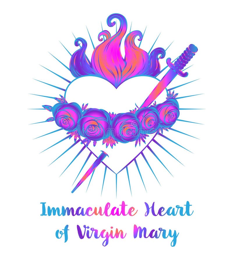 Corazón inmaculado de la Virgen María bendecida, reina del cielo Vector libre illustration Corazón inmaculado de la Virgen María bendecida, reina del cielo Vector libre illustration