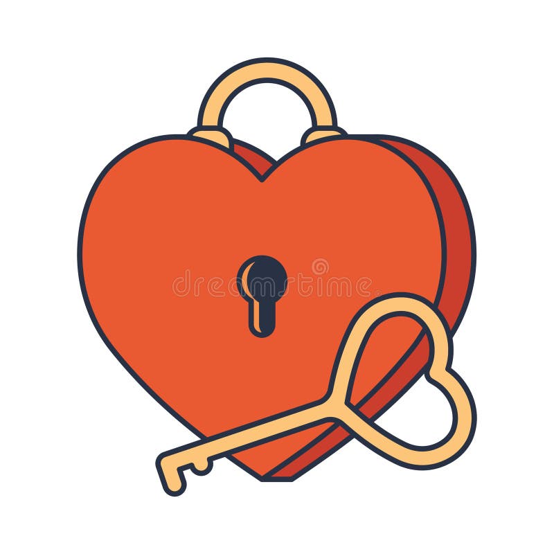Corazón vectorial en forma de bloqueo con llave. icono de amor. libre illustration