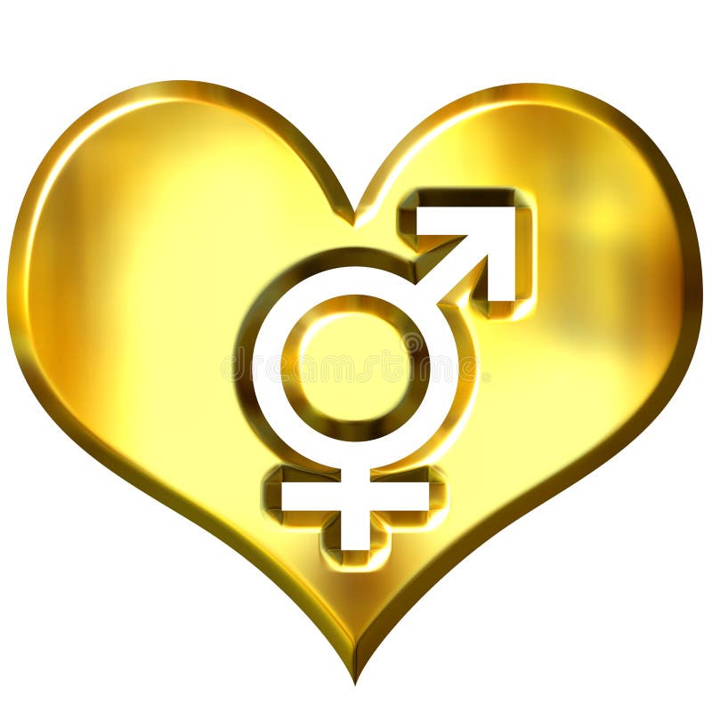 coração 3d dourado com sinais combinados do género ilustração stock coração 3d dourado com sinais combinados do género ilustração stock