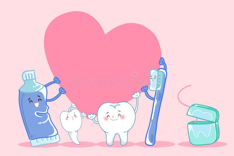 Coração bonito da posse do dente dos desenhos animados ilustração do vetor Coração bonito da posse do dente dos desenhos animados ilustração do vetor