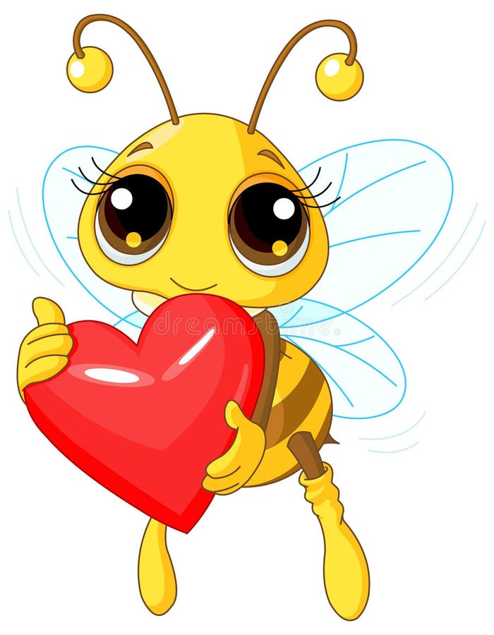 Coração bonito do amor da terra arrendada da abelha
