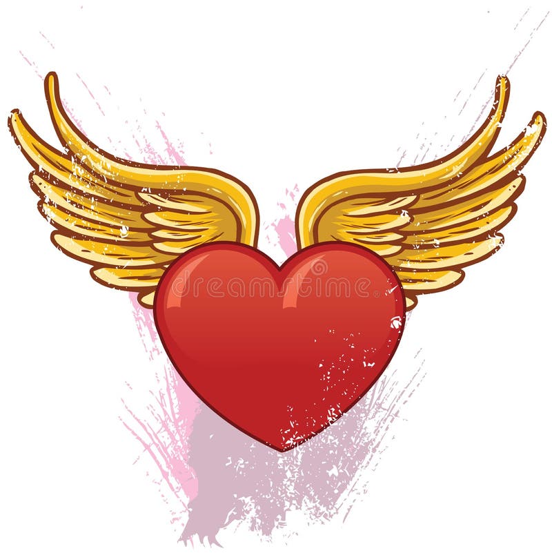Ilustração vetorial de coração com asas ilustração do vetor