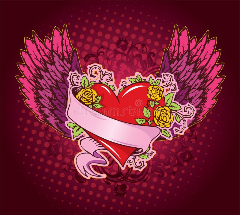 Cor-de-rosa com asas ilustração stock