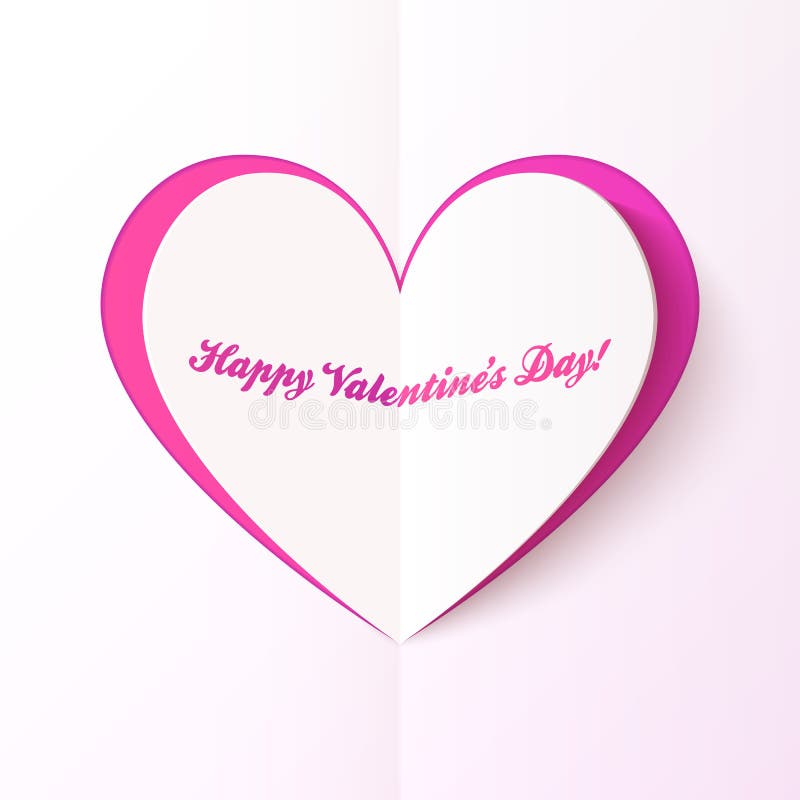 Coração cor-de-rosa do entalhe, cartão do dia de Valentim
