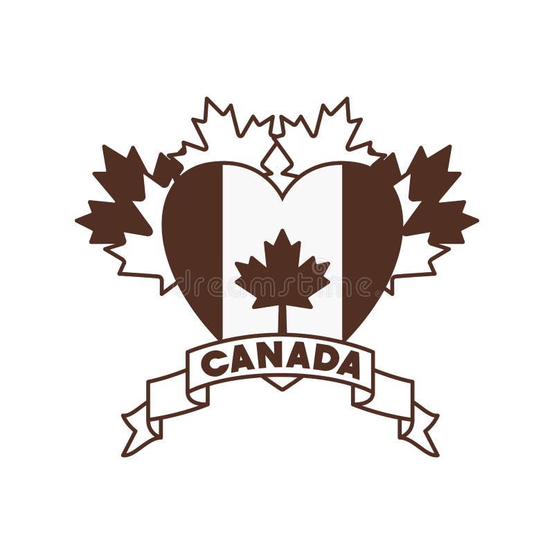 Coração da fita da folha de bordo e projeto de Canadá ilustração royalty free Coração da fita da folha de bordo e projeto de Canadá ilustração royalty free