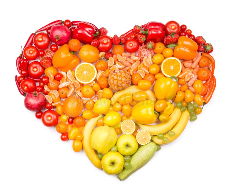 Coração do arco-íris das frutas e legumes fotos de stock Coração do arco-íris das frutas e legumes fotos de stock