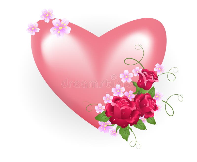 Coração do Valentim com rosas ilustração stock Coração do Valentim com rosas ilustração stock