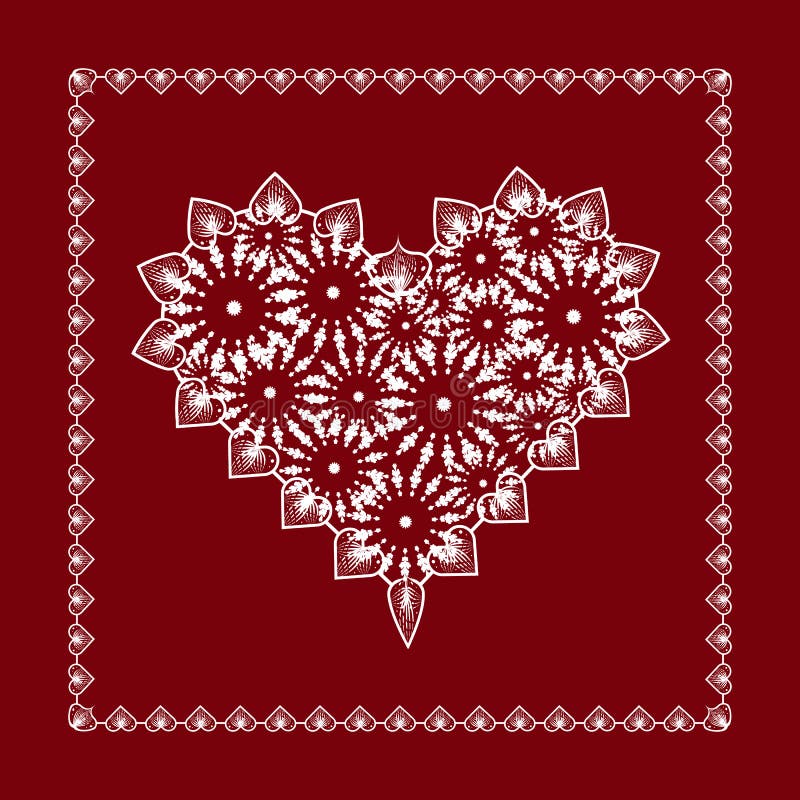 Coração doce delicado do laço em um fundo vermelho ilustração do vetor Coração doce delicado do laço em um fundo vermelho ilustração do vetor