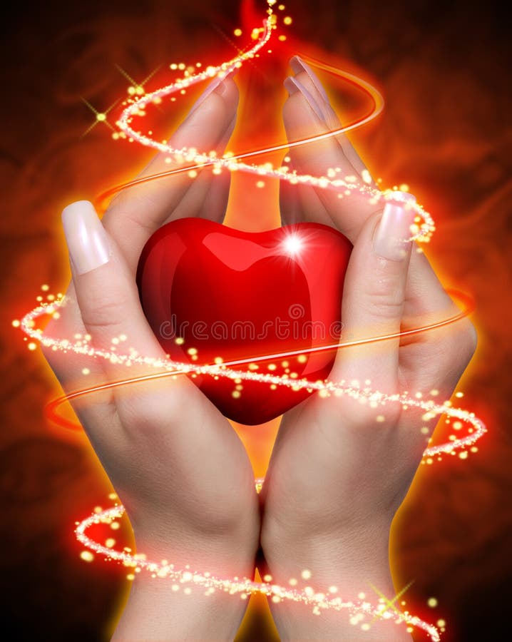 Female hands with red heart. Female hands with red heart