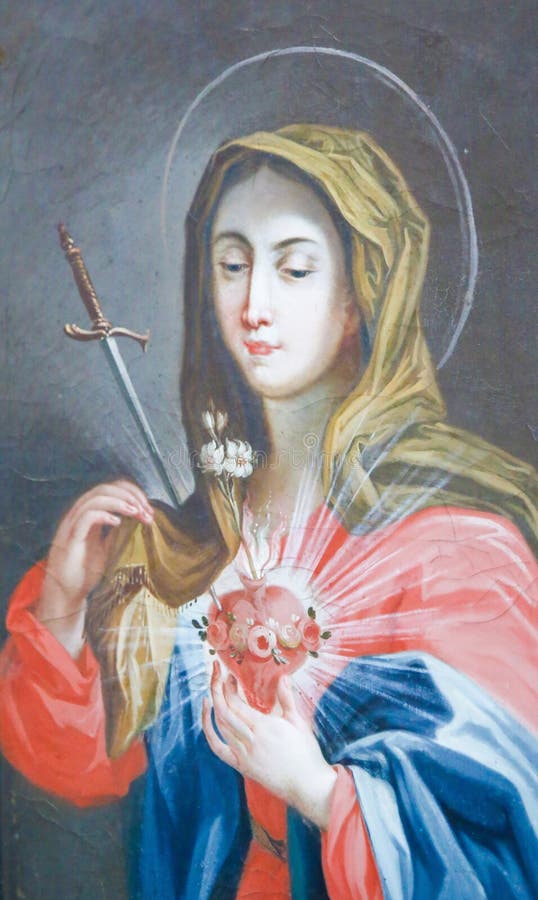 Coração sagrado de Mary - pintura em Fussen, Alemanha imagem de stock Coração sagrado de Mary - pintura em Fussen, Alemanha imagem de stock