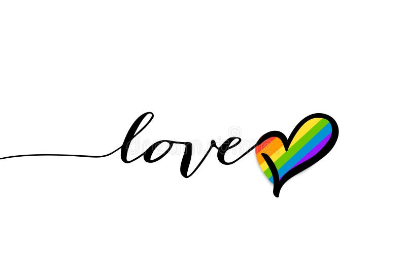 Coração, símbolo de texto de amor, amor abstrato e coração arco-íris de vida
