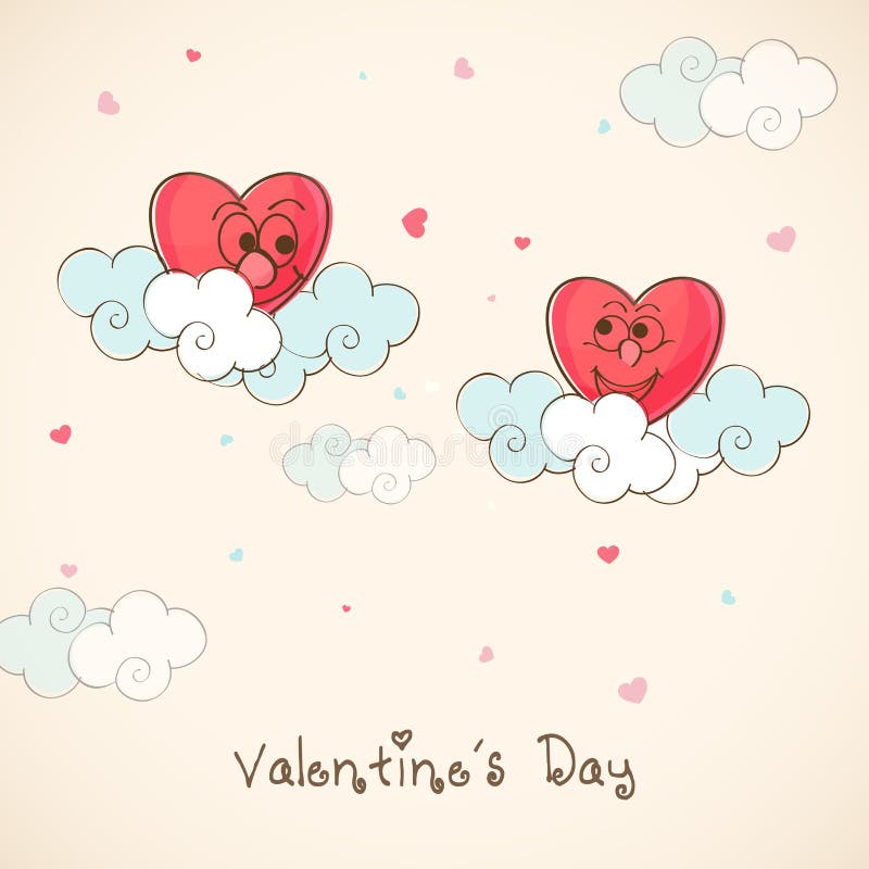 Corações engraçados bonitos para a celebração do dia de Valentim ilustração stock Corações engraçados bonitos para a celebração do dia de Valentim ilustração stock