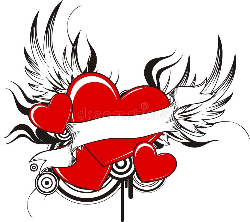 Corações alados ilustração royalty free