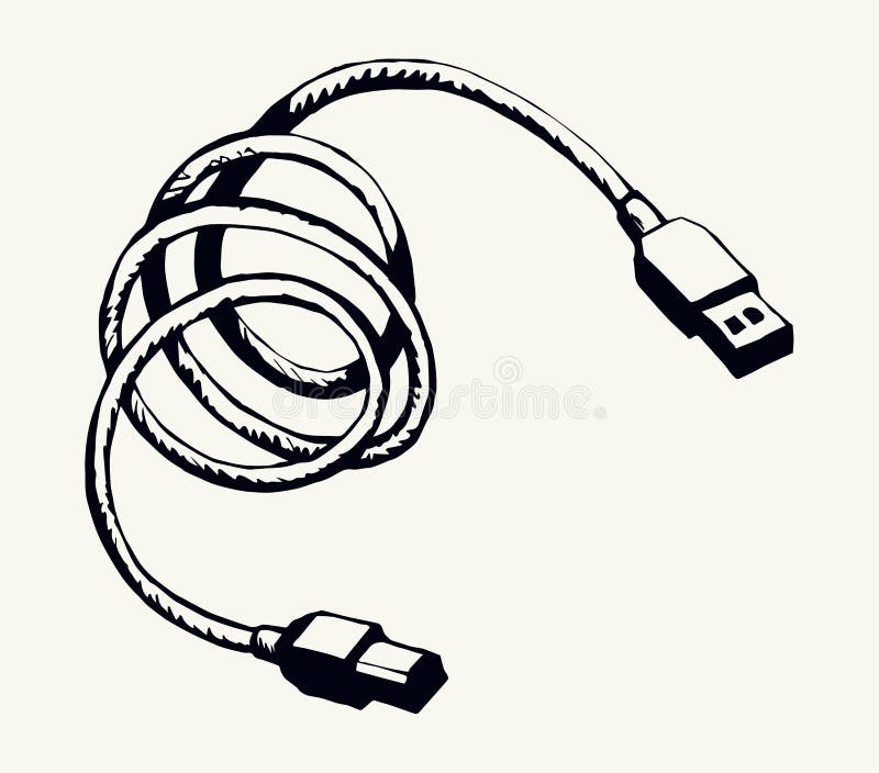 Cord for Charging the Phone. Vector Drawing Stock Vector - Illustration of  connector, graphic: 198594874