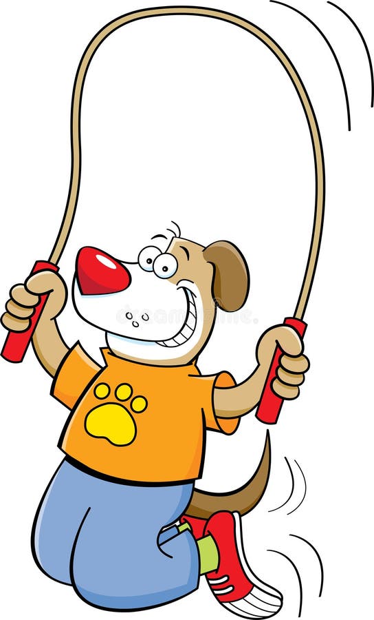 Corda de salto do cão dos desenhos animados ilustração do vetor Corda de salto do cão dos desenhos animados ilustração do vetor