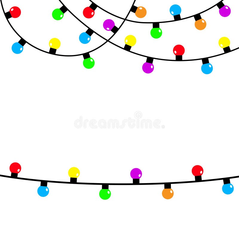 Corda di natale. set di luce di fiata colorato. decorazione di xmas festivo. ghirlanda con lampadina. forma di cono rotondo. illustrazione vettoriale