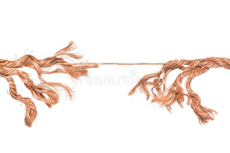 Corda sfilacciata vicino da rompersi isolato immagini stock libere da diritti Corda sfilacciata vicino da rompersi isolato immagini stock libere da diritti