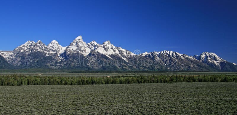 Grand Tetons mountain range in the spring / summer in Wyoming USA. Grand Tetons mountain range in the spring / summer in Wyoming USA