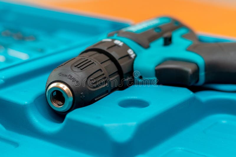 Cordless Screwdriver in the Tool Storage Case Stock Photo Image of