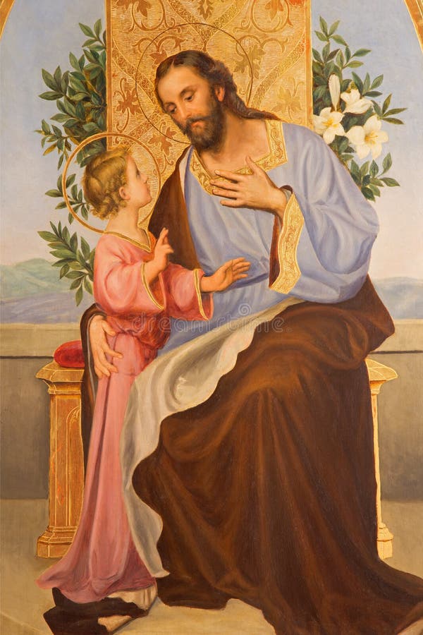 Cordoue - peinture de St Joseph de l'année 1909 par R Perea dans l'église Convento de Capuchinos