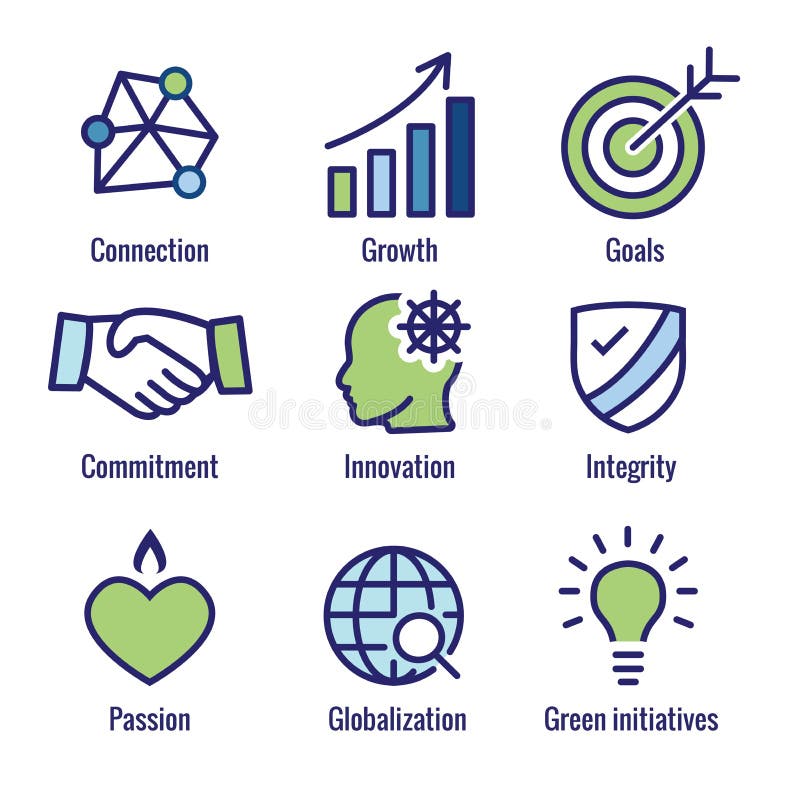 Core Values Outline or Line Icon Conveying Integrity & Purpose