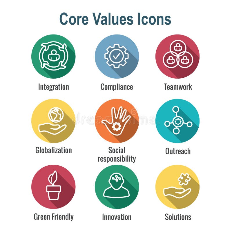 Core Values Outline or Line Icon Conveying Integrity & Purpose