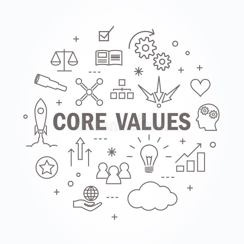 Core values thin line icon set. Vector illustration vector illustration Core values thin line icon set. Vector illustration vector illustration