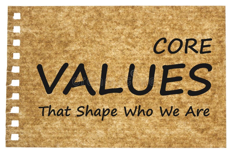 Core Values written on recycled paper royalty free illustration