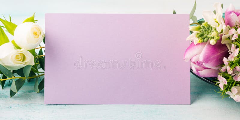 Cores pastel cor-de-rosa da tulipa roxa vazia da flor do cartão fotografia de stock royalty free Cores pastel cor-de-rosa da tulipa roxa vazia da flor do cartão fotografia de stock royalty free