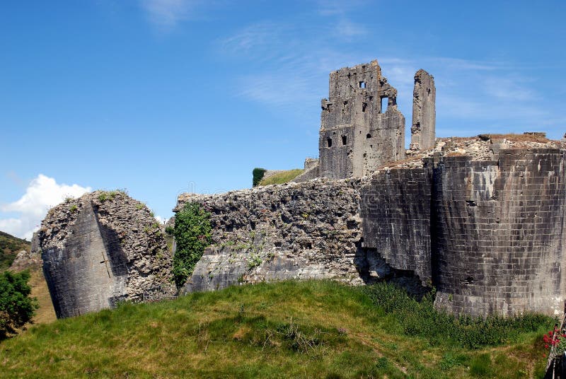 Corfe, Engeland: De Ruïnes van het Kasteel van Corfe royalty-vrije stock fotografie Corfe, Engeland: De Ruïnes van het Kasteel van Corfe royalty-vrije stock fotografie