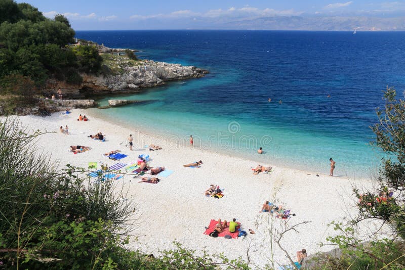 Kassiopi Beach, Corfu royalty free stock photos Kassiopi Beach, Corfu royalty free stock photos