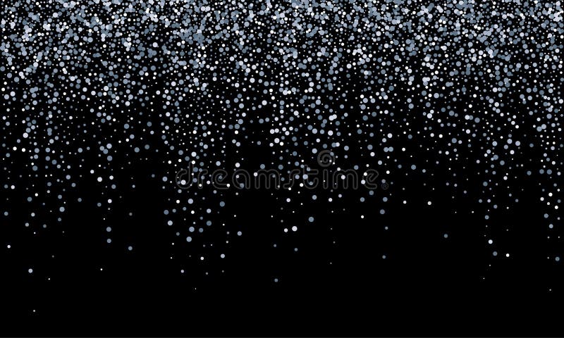 Coriandoli d'argento che cadono, incandescenza di lustro della neve di scintillio sul fondo nero di vettore Coriandoli d'argento