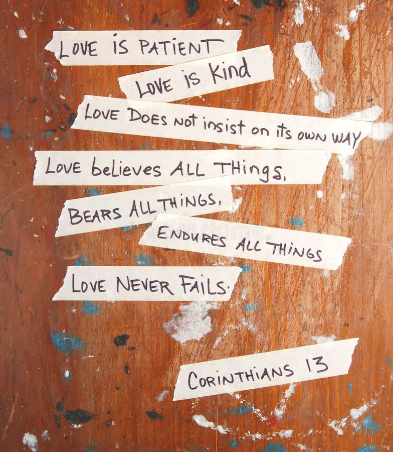 Corinthians 13 written on masking tape. Corinthians 13 written on masking tape