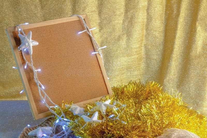 Cork Board with Christmas Lights Concept Stock Photo Image of holiday