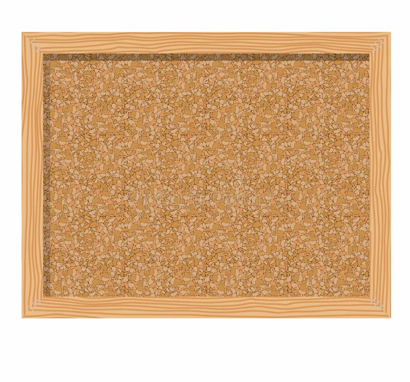 Cork Board In A Frame Over White Background. Stock Vector