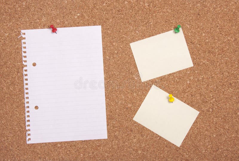 Cork board with note paper stock photo. Image of reminder 39573722