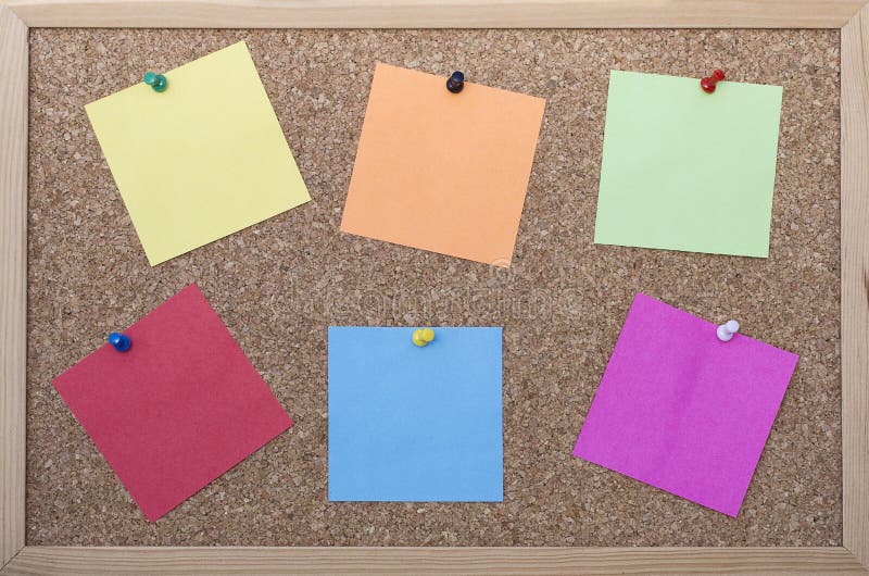 Cork board with post its stock photo. Image of message 25628432