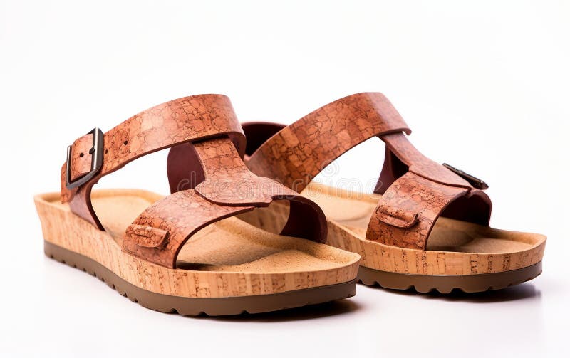 white cork sandals