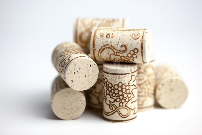 Cork stoppers on white